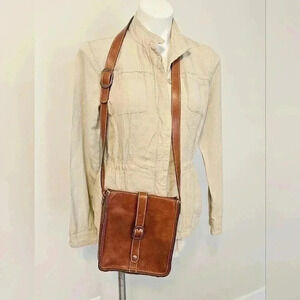 Patricia Nash Venezia Pouch Crossbody Bag Heritage W/ Back Pocket Brown Leather
